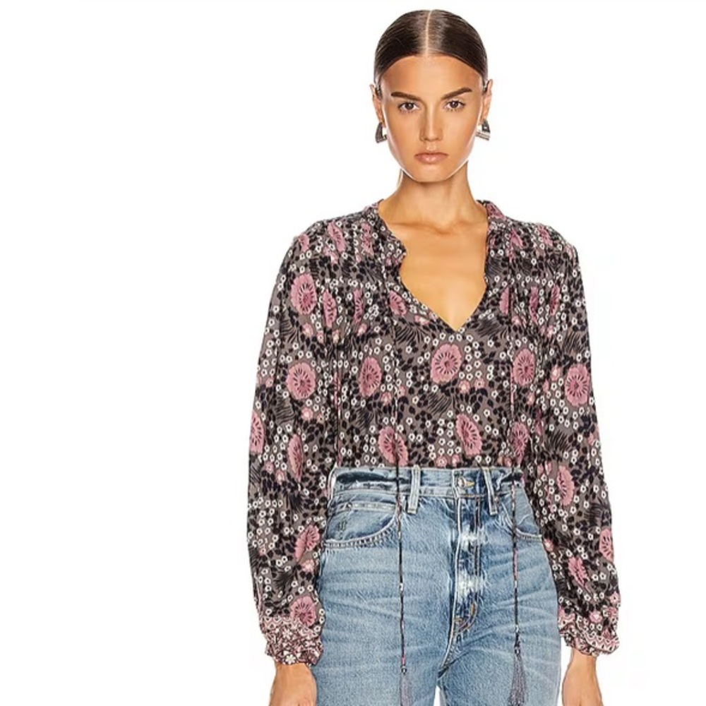 Natalie Martin Lizzy Long Sleeve Floral Blouse, Small